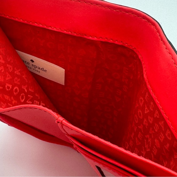 Kate Spade NY Sawyer Street Callie Tri-Fold Wallet with Bow Detail in Geranium - Picture 7 of 11